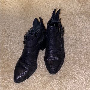 Express Pointed Toe Faux Snakeskin Boots